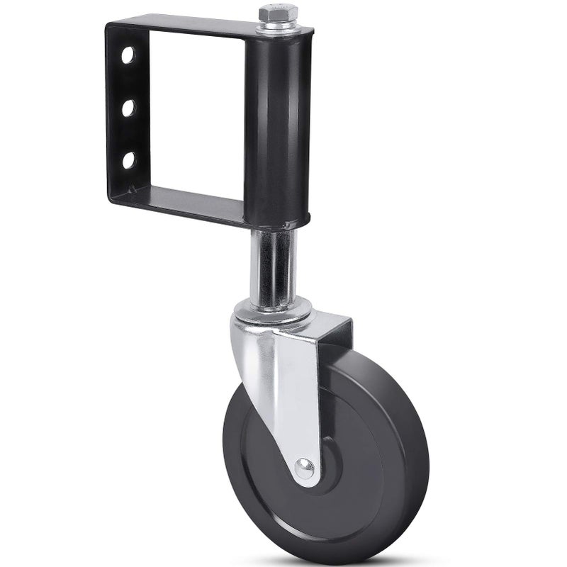 Ronlap Gate Wheels for Wooden Gate, Gate Caster Wheel Spring Loaded for Metal Tube Swing Gate Fence Gate Wheel for Gates Heavy Duty Outdoor Farm Vinyl Gate Rollers, 250 Lbs, 5 Inches, Black - Image 2